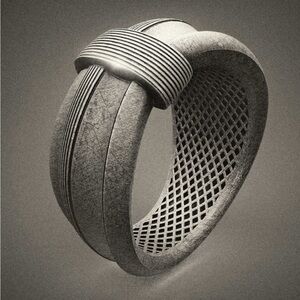 Gray Textured Jewelry Ring with Industrial Dune Design
